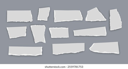 Set of torn paper fragments isolated on background, Vector illustration