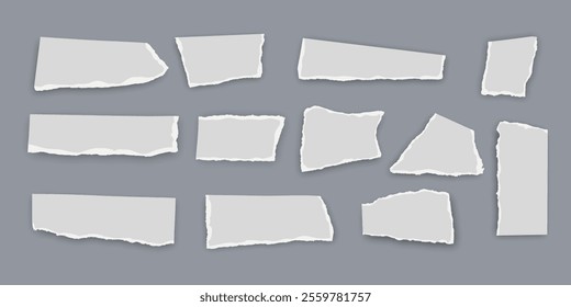 Set of torn paper fragments isolated on background, Vector illustration