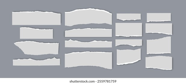 Set of torn paper fragments isolated on background, Vector illustration