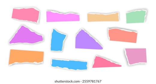 Set of torn paper fragments isolated on background, Vector illustration