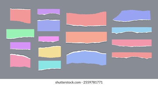 Set of torn paper fragments isolated on background, Vector illustration