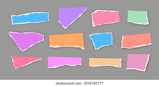 Set of torn paper fragments isolated on background, Vector illustration