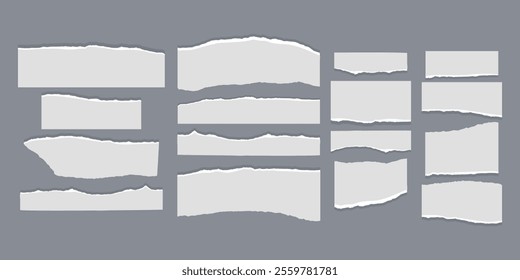 Set of torn paper fragments isolated on background, Vector illustration