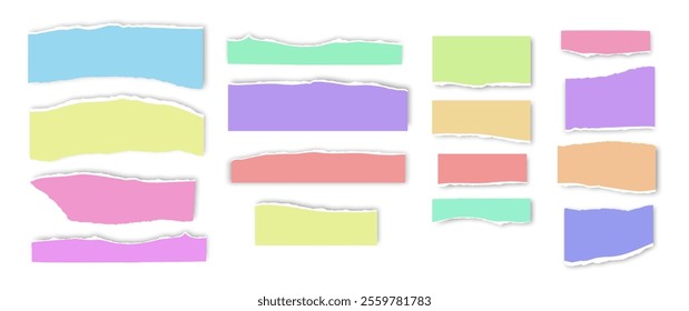 Set of torn paper fragments isolated on background, Vector illustration