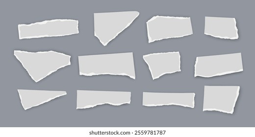 Set of torn paper fragments isolated on background, Vector illustration