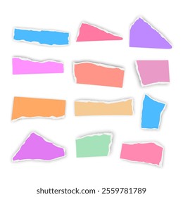 Set of torn paper fragments isolated on background, Vector illustration