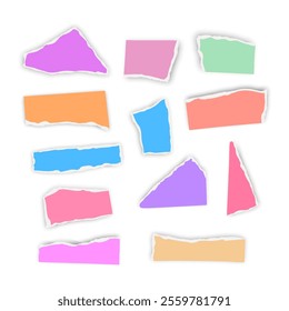 Set of torn paper fragments isolated on background, Vector illustration