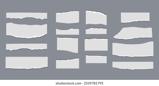 Set of torn paper fragments isolated on background, Vector illustration