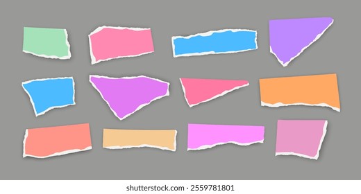 Set of torn paper fragments isolated on background, Vector illustration