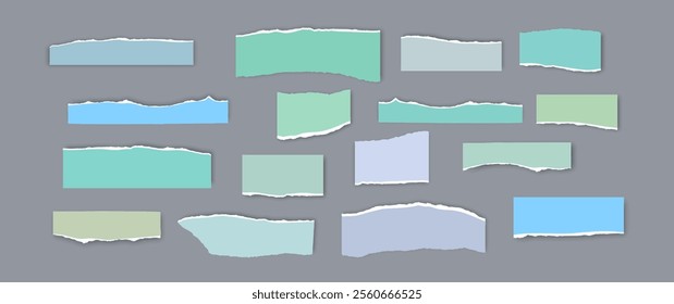 Set of torn paper fragments isolated on background, Vector illustration