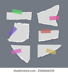 Set of torn paper fragments isolated on background, Vector illustration