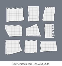 Set of torn paper fragments isolated on background, Vector illustration