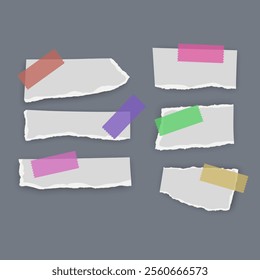 Set of torn paper fragments isolated on background, Vector illustration