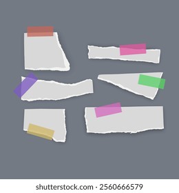 Set of torn paper fragments isolated on background, Vector illustration