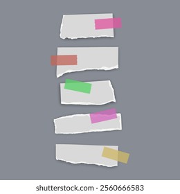 Set of torn paper fragments isolated on background, Vector illustration