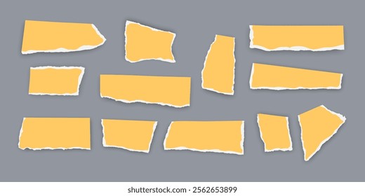 Set of torn paper fragments isolated on background, Vector illustration