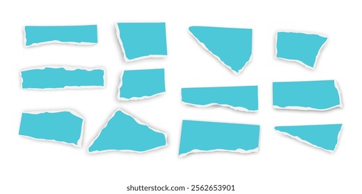 Set of torn paper fragments isolated on background, Vector illustration