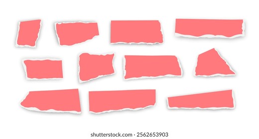 Set of torn paper fragments isolated on background, Vector illustration