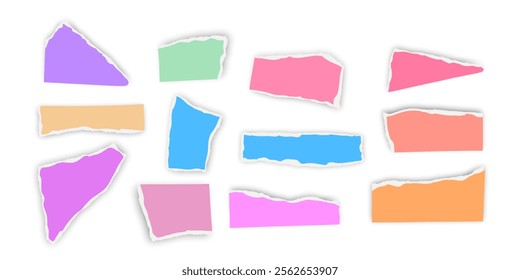 Set of torn paper fragments isolated on background, Vector illustration