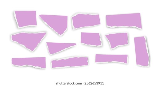 Set of torn paper fragments isolated on background, Vector illustration