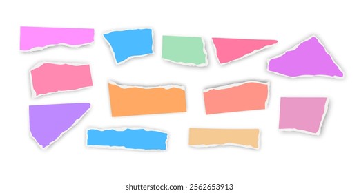 Set of torn paper fragments isolated on background, Vector illustration