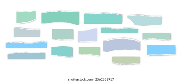 Set of torn paper fragments isolated on background, Vector illustration