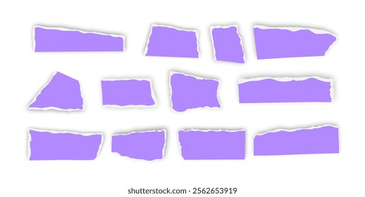 Set of torn paper fragments isolated on background, Vector illustration