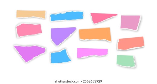 Set of torn paper fragments isolated on background, Vector illustration