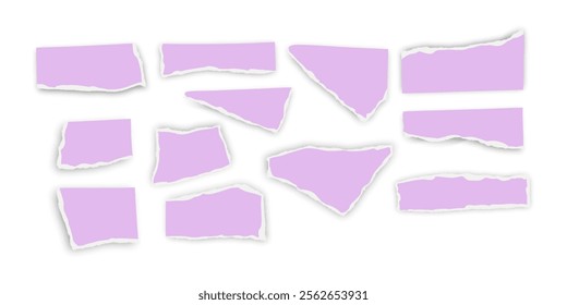 Set of torn paper fragments isolated on background, Vector illustration