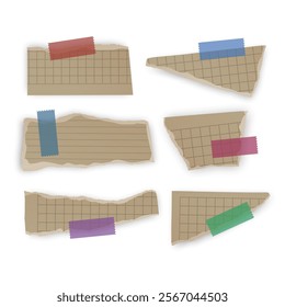 Set of torn paper fragments isolated on background, Vector illustration