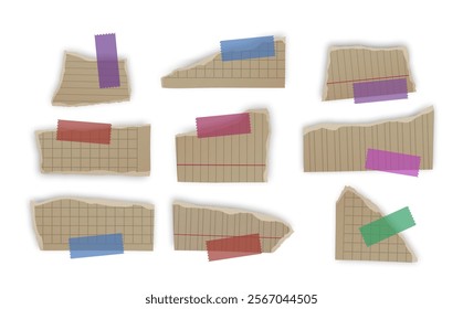 Set of torn paper fragments isolated on background, Vector illustration