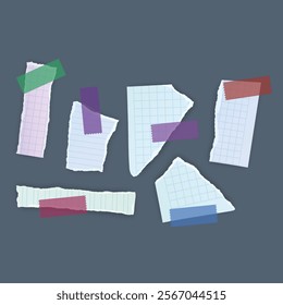 Set of torn paper fragments isolated on background, Vector illustration