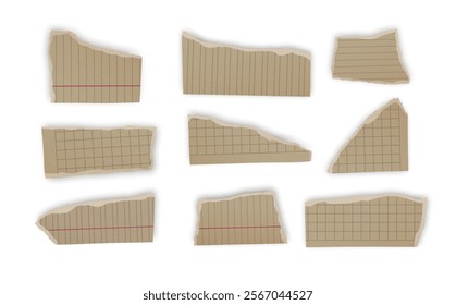 Set of torn paper fragments isolated on background, Vector illustration