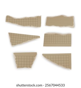 Set of torn paper fragments isolated on background, Vector illustration