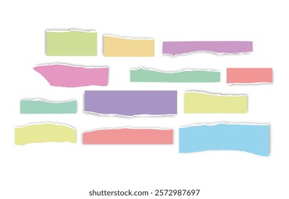 Set of torn paper fragments isolated on background, Vector illustration