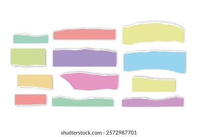 Set of torn paper fragments isolated on background, Vector illustration