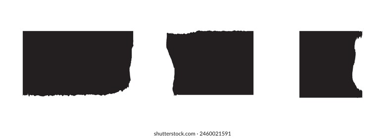 Set of Torn Paper Frames. Vector Collage Shape of Black Ripped Papers Silhouettes isolated on white background.