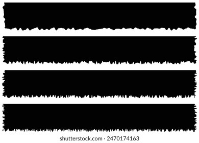 Set of Torn Paper Frames. Vector Collage Shape of Black Ripped Papers Silhouettes isolated on white background. Eps10.