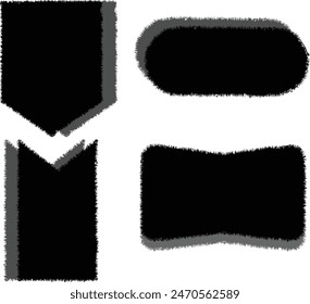 Set of Torn Paper Frames. Vector Collage Shape of Black Ripped Papers Silhouettes isolated on white background.