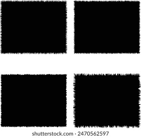 Set of Torn Paper Frames. Vector Collage Shape of Black Ripped Papers Silhouettes isolated on white background.