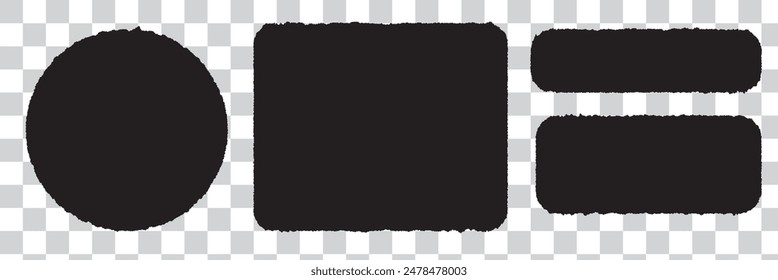Set of Torn Paper Frames. Vector Collage Shape of Black Ripped Papers Silhouettes isolated on white background