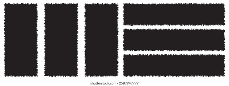 Set of Torn Paper Frames. Vector Collage Shape of Black Ripped Papers, Damaged border set. Torn paper corner. design eps 10