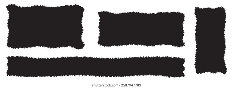 Set of Torn Paper Frames. Vector Collage Shape of Black Ripped Papers, Damaged border set. Torn paper corner. design eps 10