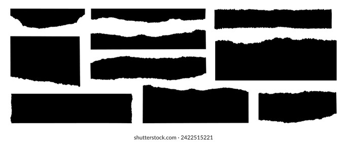 A set of torn paper with jagged edges. Torn sheets for design, collages, cards. Torn frames in an aged style. Modern vector illustration.