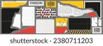 A set of torn paper. Notebook sheets, price tags, barcode, newspaper clipping and paper. Trendy vector elements for collages.