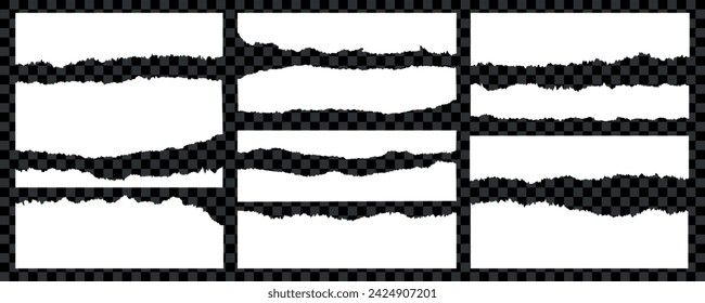 Set of torn paper pattern with jagged edges. Torn scraps for collage design, scrapbooking, retro design. Vector.