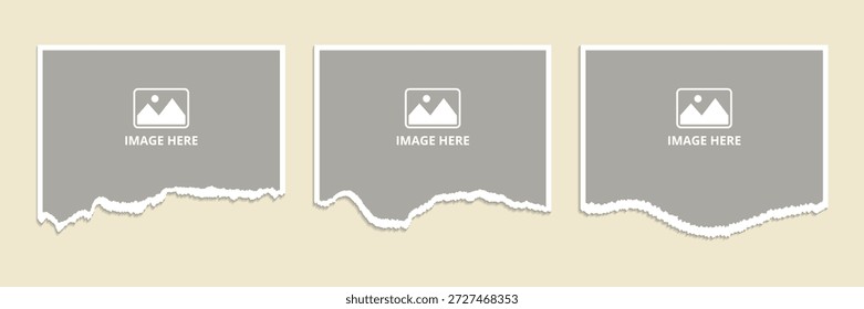 Set aus zerrissenem Fotorahmen aus Papier für Poster, Broschüre und Banner.
