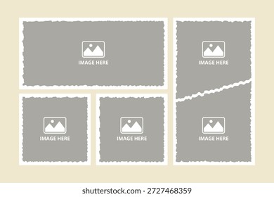 Conjunto de marco de fotos de papel rasgado para póster, folleto y póster.