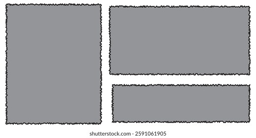 Set of torn paper pieces. grunge jagged rectangle frames. Vector torn paper sheet for sticker, collage, banner. Ripped rectangular shape silhouettes collection. 1176