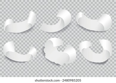 Set of torn paper pieces. Realistic paper banners. Vector illustration